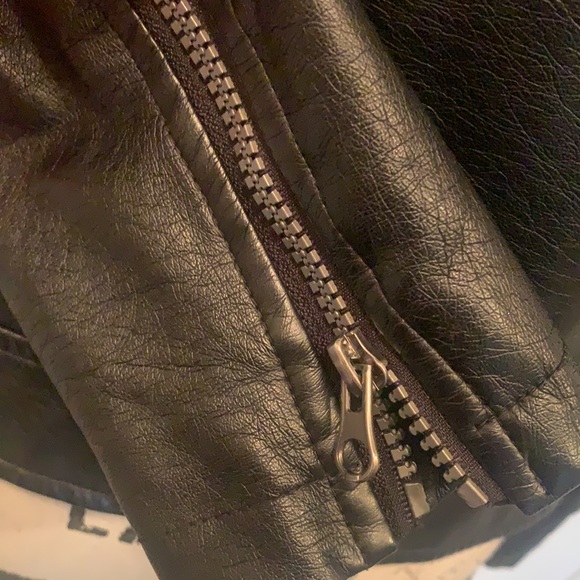 Black faux leather biker style jacket for women size M - Picture 9 of 11